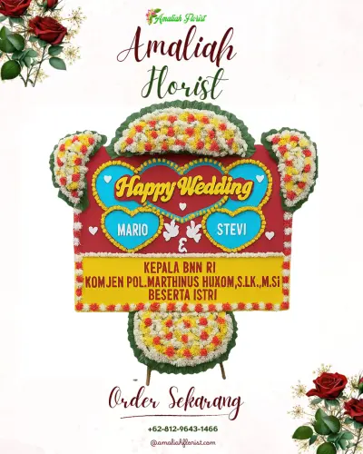 Karangan Papan Bunga Pernikahan di Banyuasih